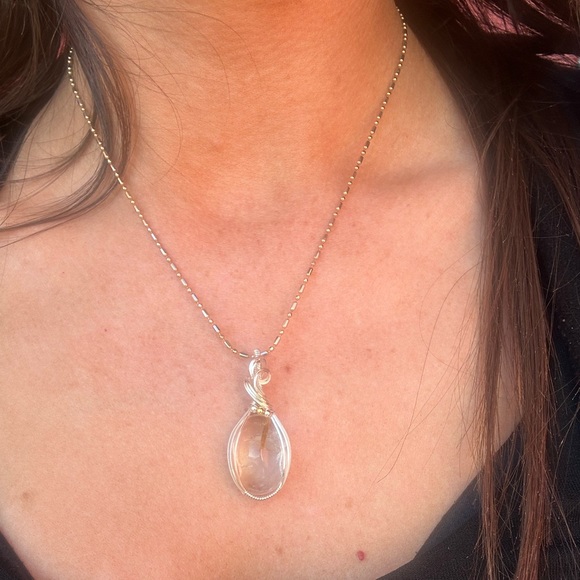 Sterling Silver Rutilated Quartz Necklace Pendant - Picture 3 of 8